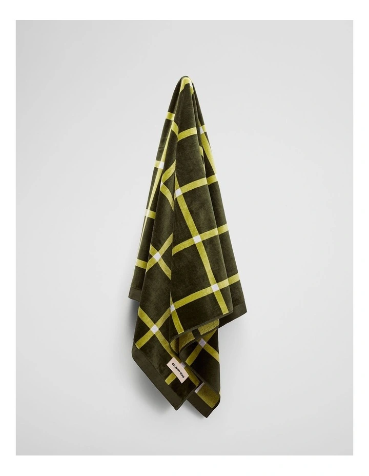 Cluny Australian Cotton Beach Towel in Dark Olive image 3