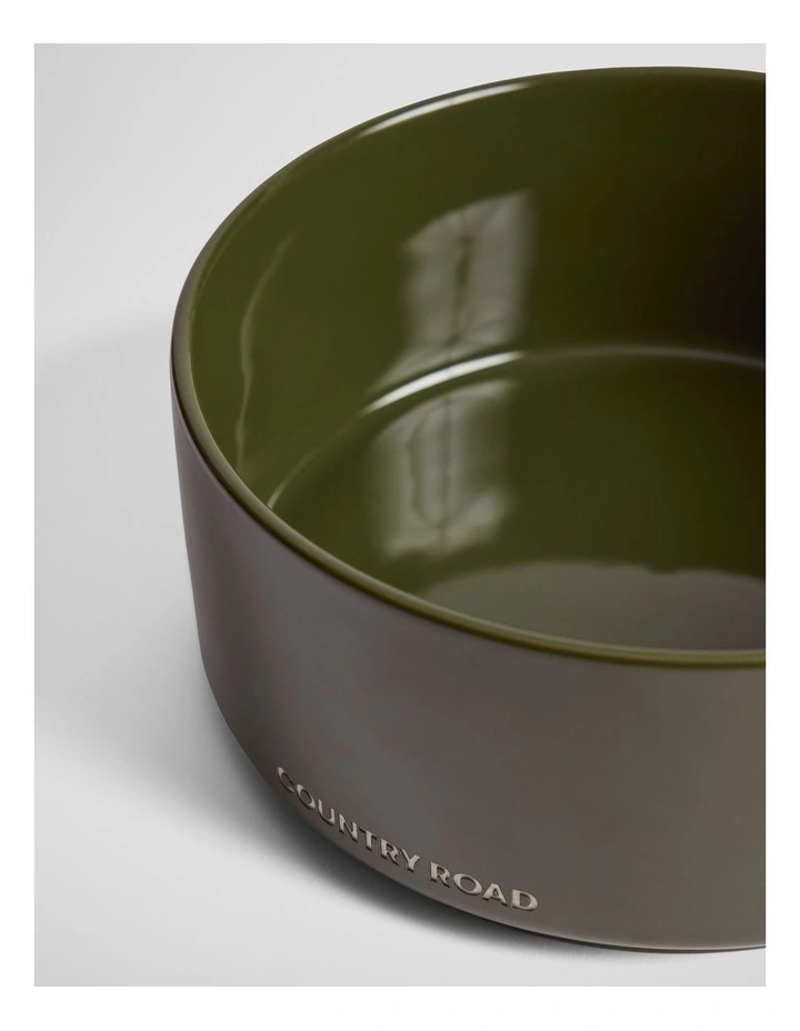 Axel Large Pet Bowl in Dark Olive image 2