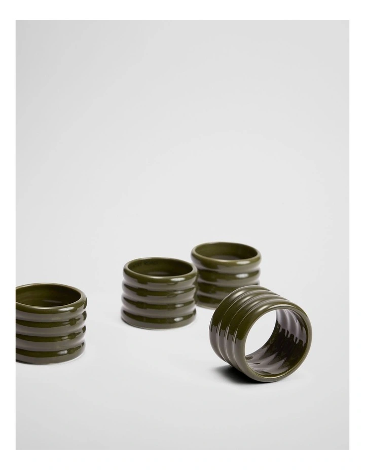 Fraser Napkin Ring Set Of 4 in Dark Olive image 2