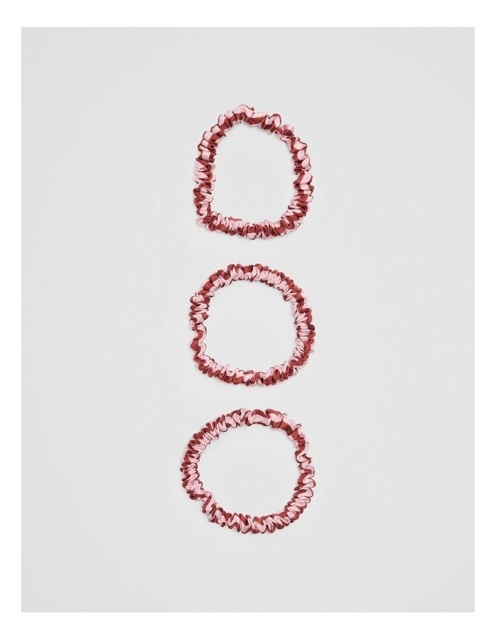 Small Silk Scrunchie Pack Of 3 in Ruby Stripe image 1