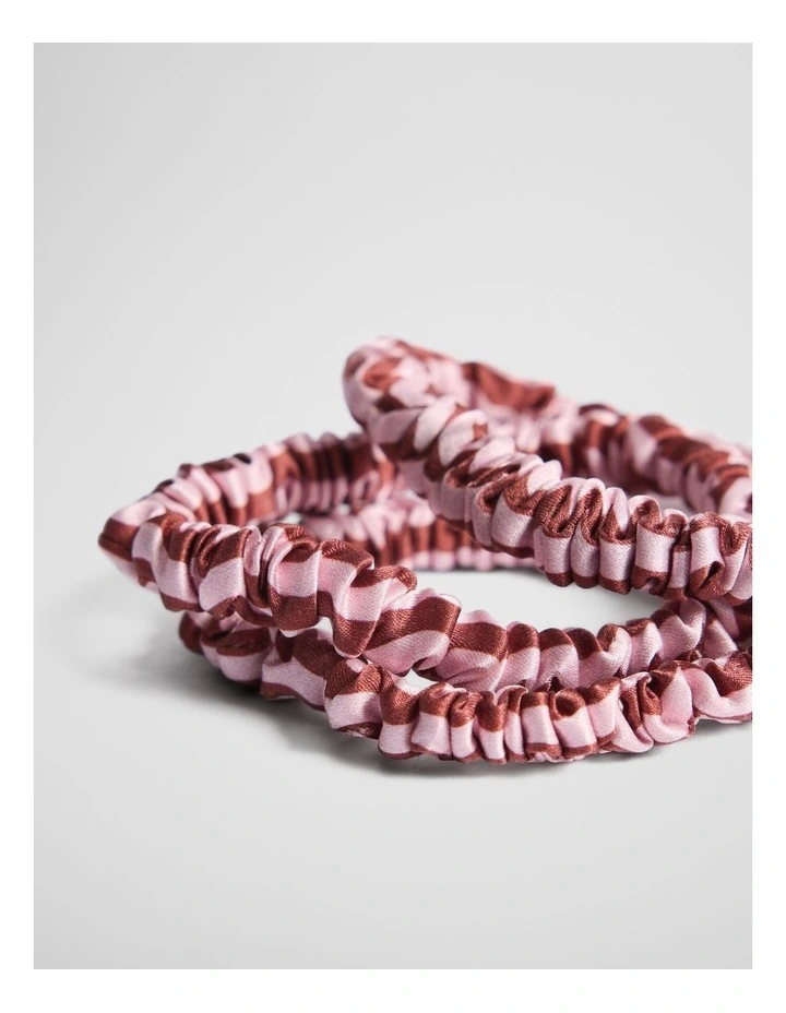 Small Silk Scrunchie Pack Of 3 in Ruby Stripe image 2