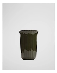 Pryn Small Stoneware Vase in Dark Olive