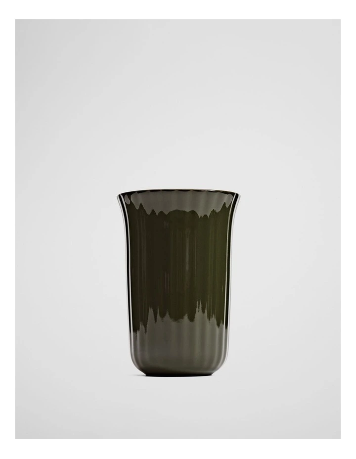 Pryn Small Stoneware Vase in Dark Olive image 1