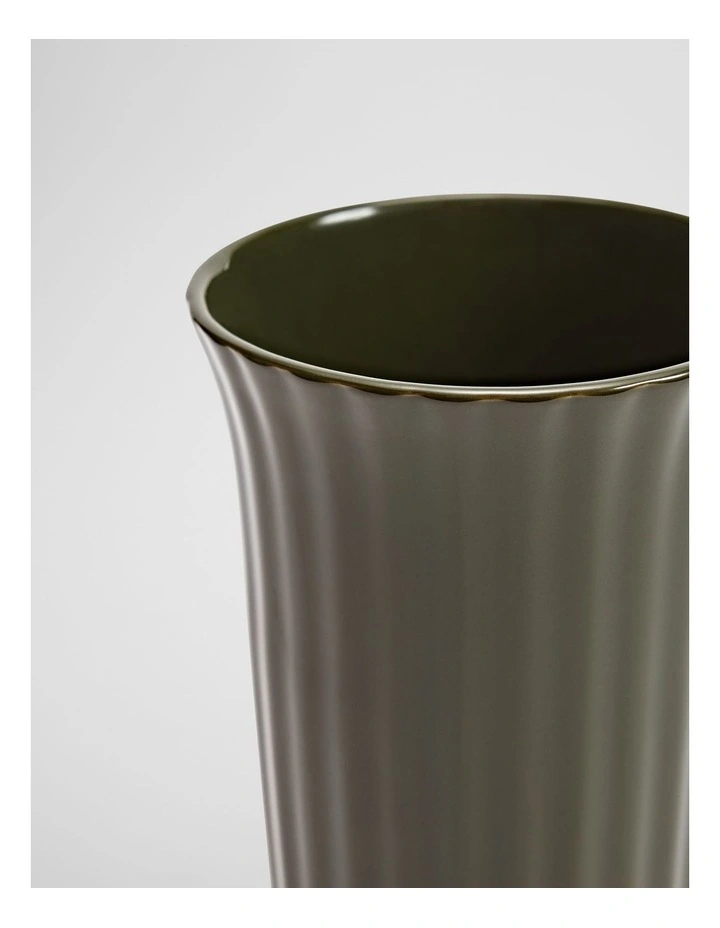 Pryn Small Stoneware Vase in Dark Olive image 2