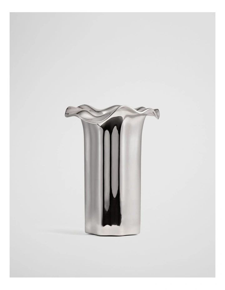 Celeste Medium Metallic Vase in Silver image 1