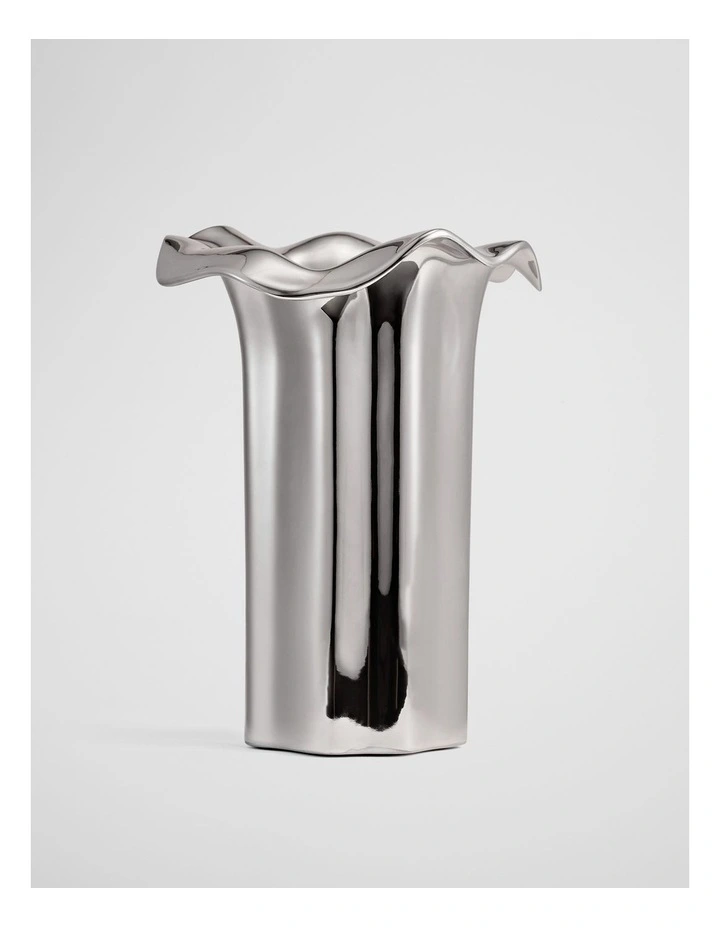 Celeste Large Metallic Vase in Silver image 1