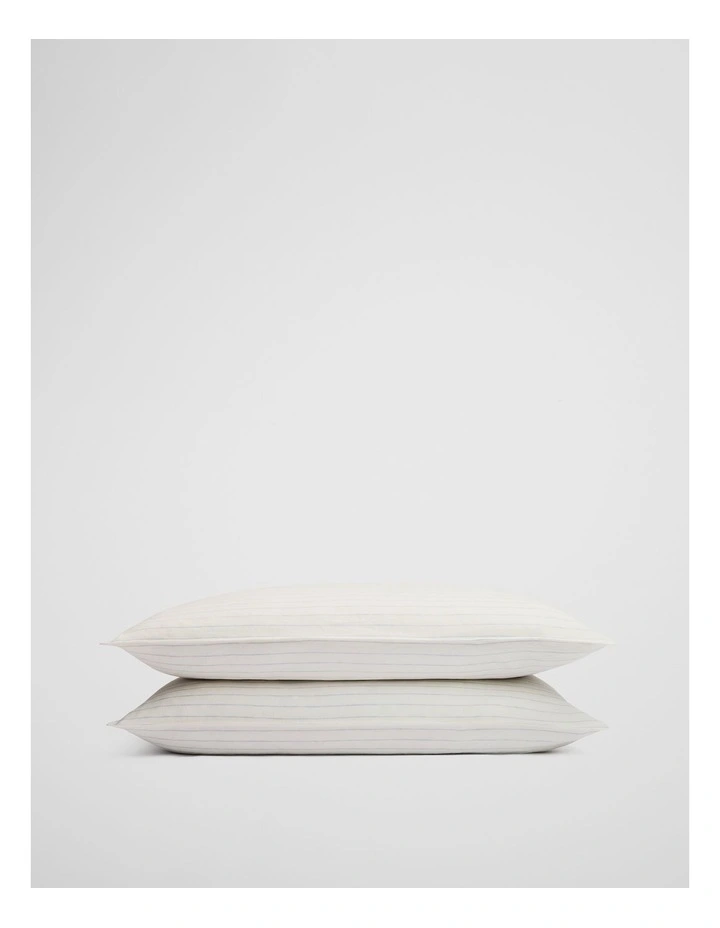 Skye Organically Grown Linen Standard Pillowcase Pair in Ciel Blue Stripe image 1