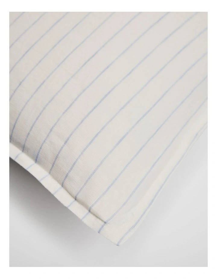 Skye Organically Grown Linen Standard Pillowcase Pair in Ciel Blue Stripe image 2