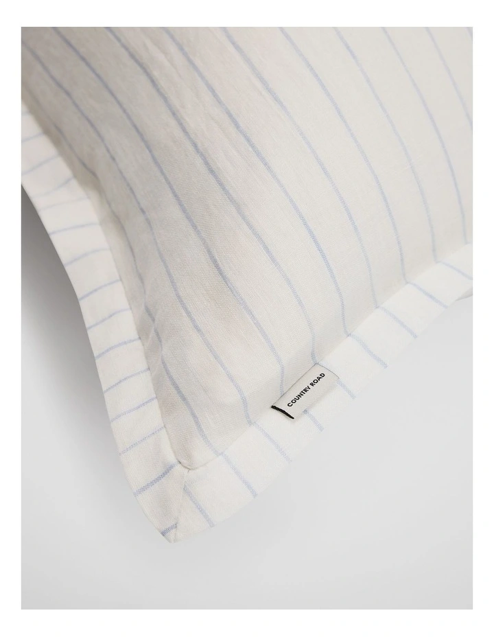Skye Organically Grown Linen European Pillowcase in Ciel Blue Stripe image 2