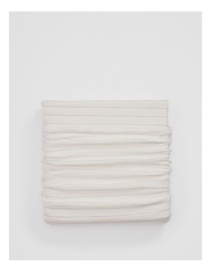 Skye Organically Grown Linen Queen Quilt Cover in Ciel Blue Stripe image 1