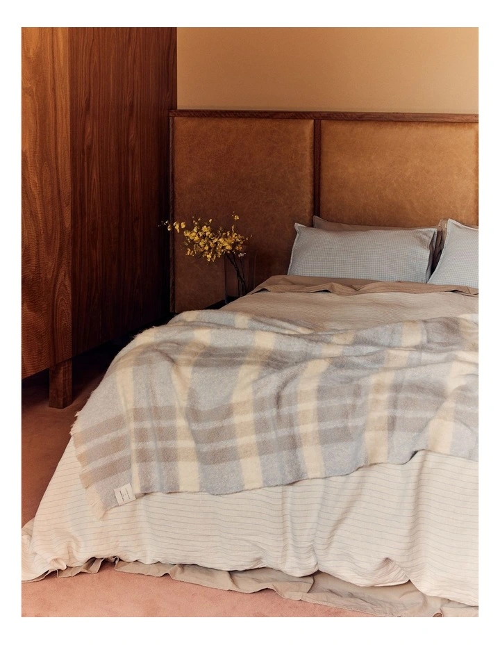 Skye Organically Grown Linen Queen Quilt Cover in Ciel Blue Stripe image 2