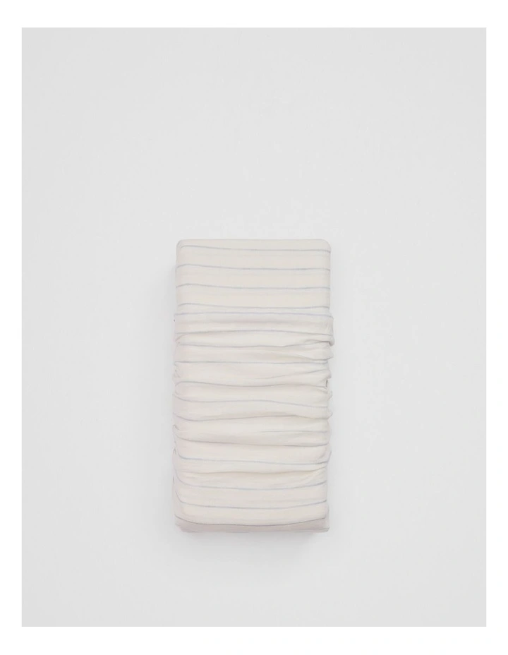 Skye Organically Grown Linen Queen Flat Sheet in Ciel Blue Stripe image 1