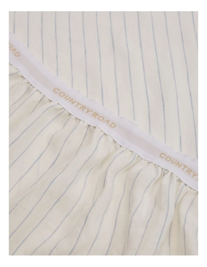 Skye Organically Grown Linen King Fitted Sheet in Ciel Blue Stripe image 1