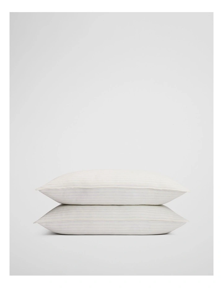 Skye Organically Grown Linen King Pillowcase Pair in Ciel Blue Stripe image 1