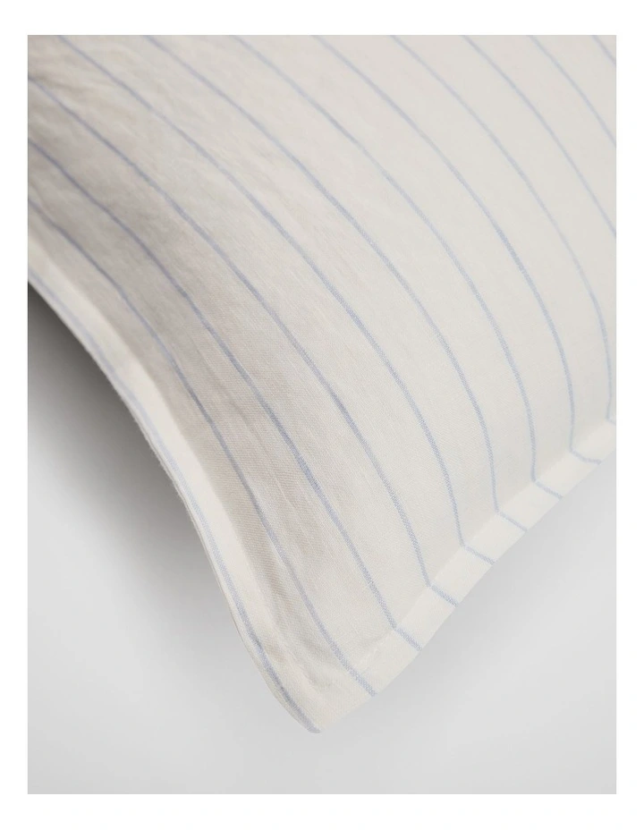 Skye Organically Grown Linen King Pillowcase Pair in Ciel Blue Stripe image 2