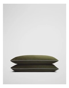 Dita Organically Grown Cotton Standard Pillow Case Pair in Dark Olive