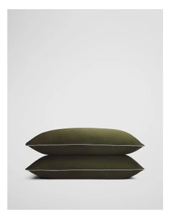 Dita Organically Grown Cotton King Pillowcase Pair in Dark Olive