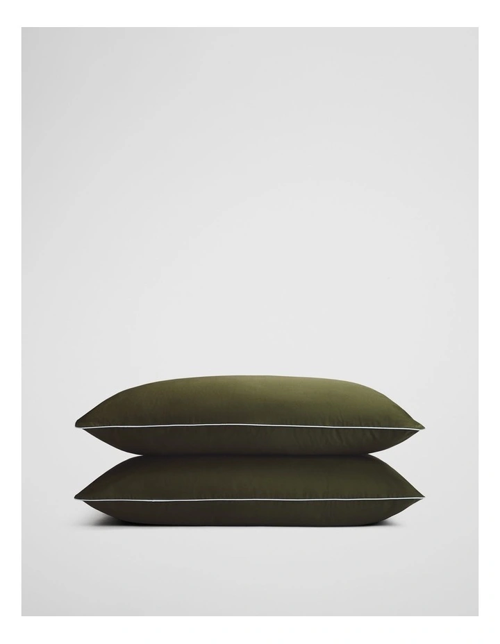Dita Organically Grown Cotton King Pillowcase Pair in Dark Olive image 1