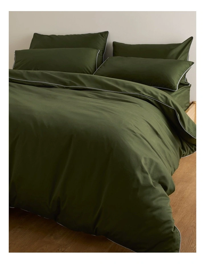 Dita Organically Grown Cotton Queen Quilt Cover in Dark Olive image 1