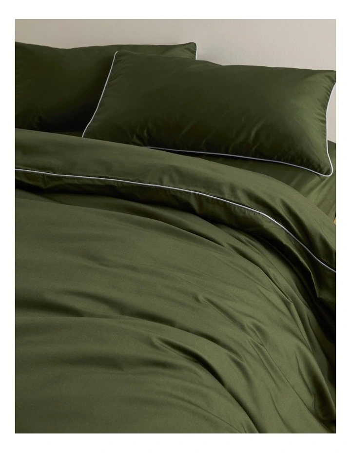 Dita Organically Grown Cotton Queen Quilt Cover in Dark Olive image 2