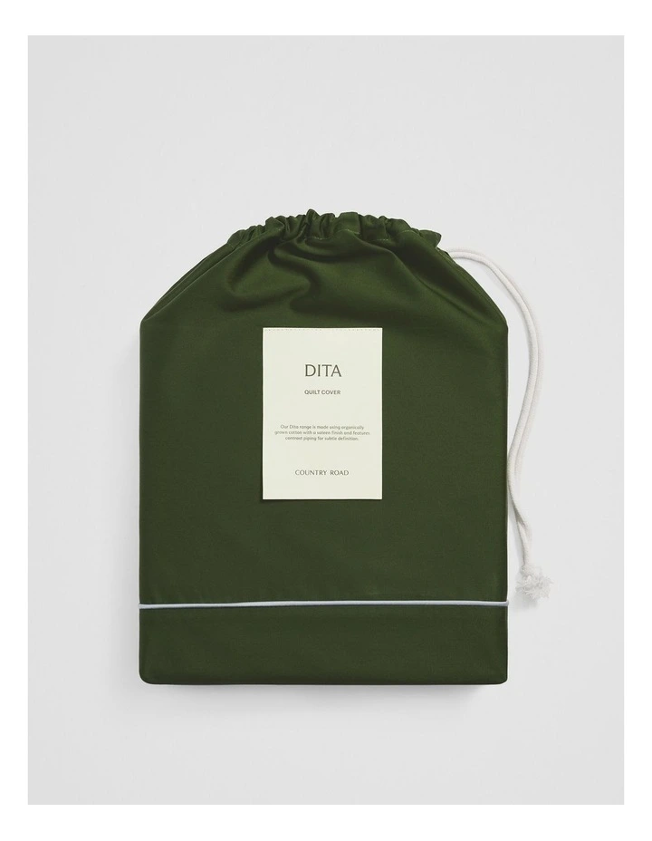 Dita Organically Grown Cotton Queen Quilt Cover in Dark Olive image 4