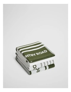 Aeri Australian Cotton Tea Towel Pack Of 3 in Dark Olive