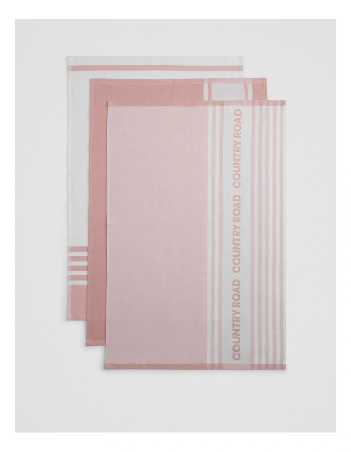 Aeri Australian Cotton Tea Towel Pack Of 3 in Bud image 3