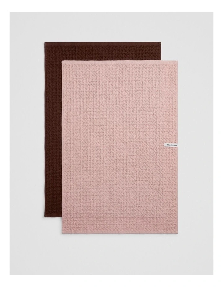 Meeka Australian Cotton Tea Towel Pack Of 2 in Bud image 3