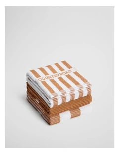 Cr Stripe Australian Cotton Tea Towel Pack Of 3 in Umber