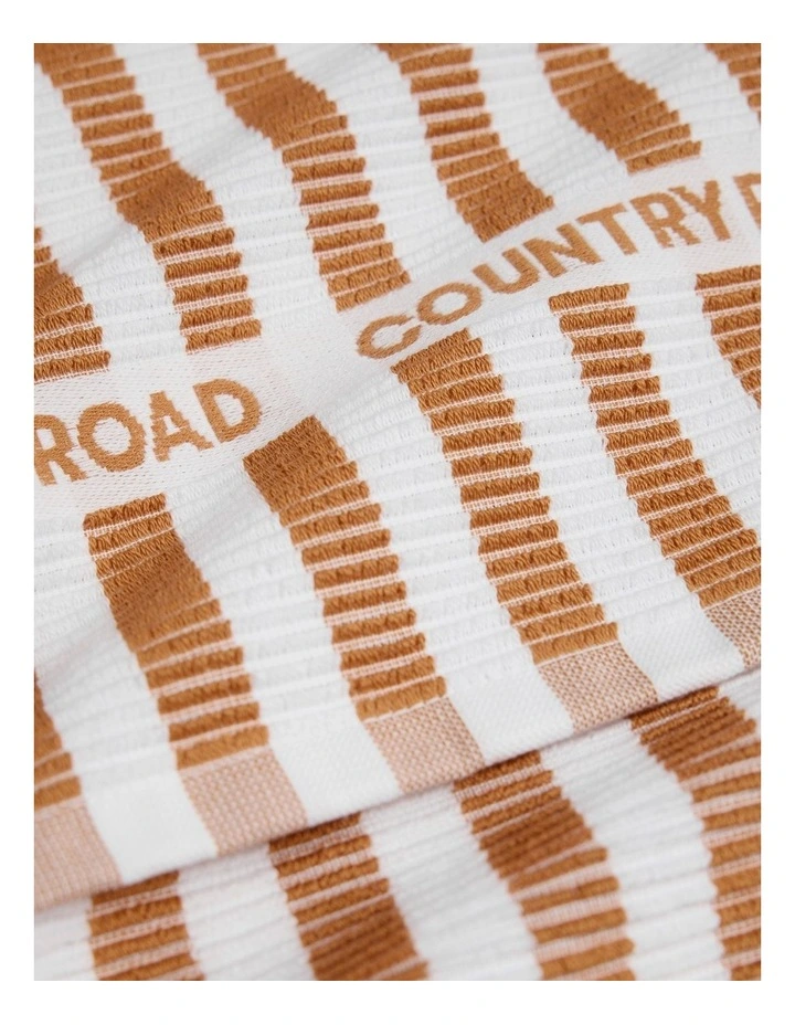 Cr Stripe Australian Cotton Tea Towel Pack Of 3 in Umber image 2