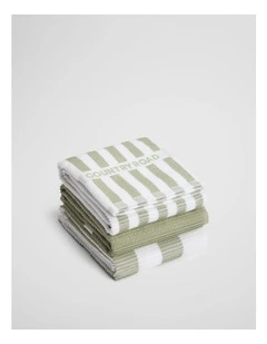 Cr Stripe Australian Cotton Tea Towel Pack Of 3 in Acacia