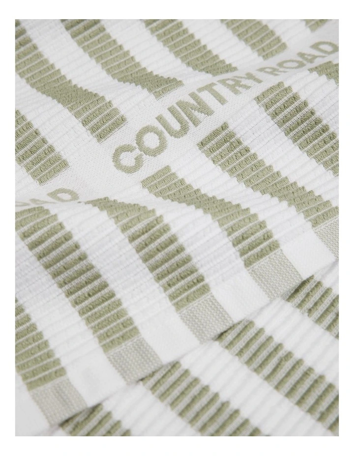 Cr Stripe Australian Cotton Tea Towel Pack Of 3 in Acacia image 2