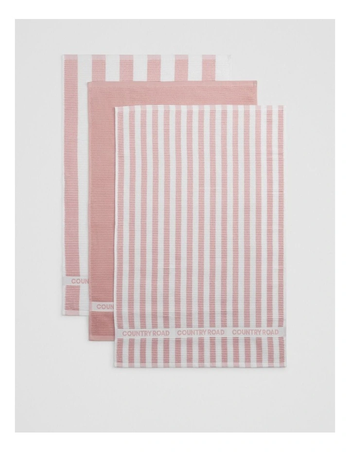 Cr Stripe Australian Cotton Tea Towel Pack Of 3 in Bud image 3