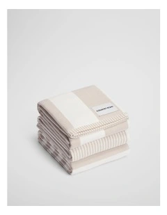 Isa Australian Cotton Tea Towel Pack Of 3 in Pebble