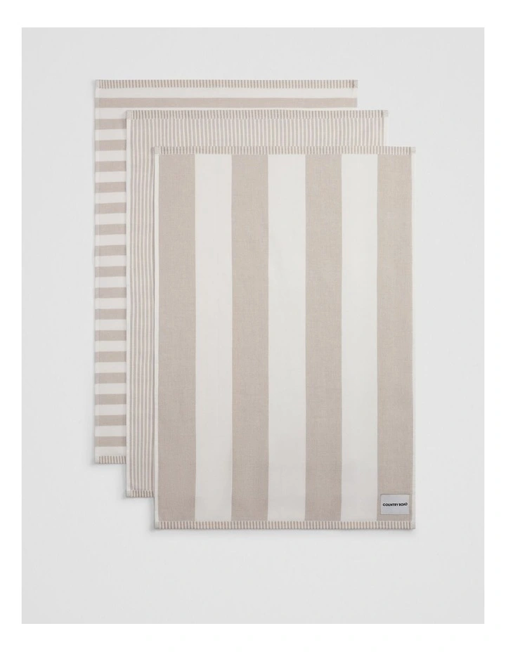 Isa Australian Cotton Tea Towel Pack Of 3 in Pebble image 3