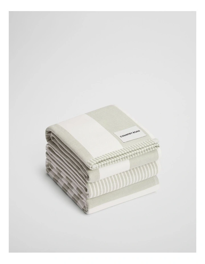 Isa Australian Cotton Tea Towel Pack Of 3 in Acacia image 1