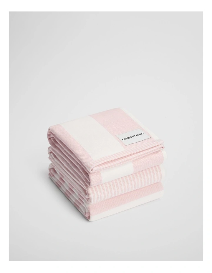 Isa Australian Cotton Tea Towel Pack Of 3 in Bud image 1