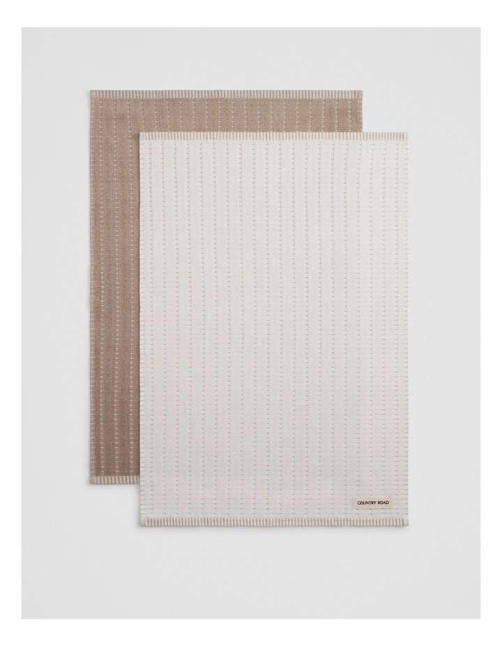 Mira  Australian Cotton Tea Towel Pack Of 2 in Pebble image 3