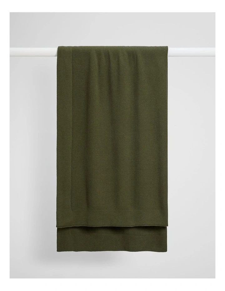 Gard Knit Throw in Dark Olive image 1