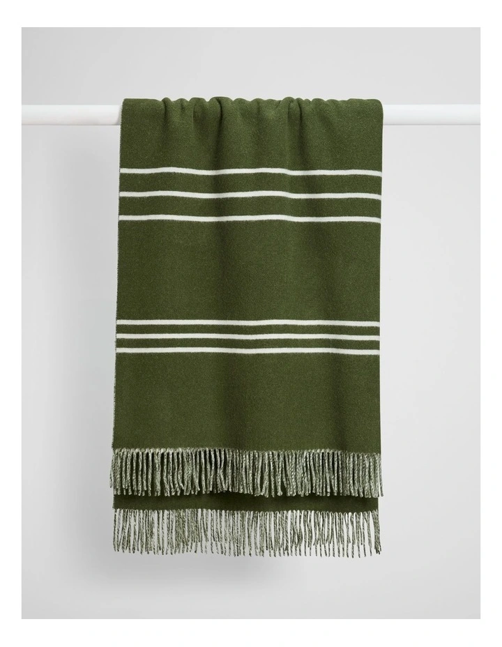 Mardie Wool Throw in Dark Olive image 1