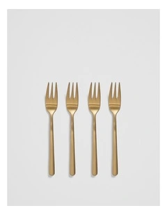 Nolan Cake Fork Set Of 4 in Soft Gold