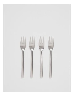 Nolan Cake Fork Set Of 4 in Brushed Steel