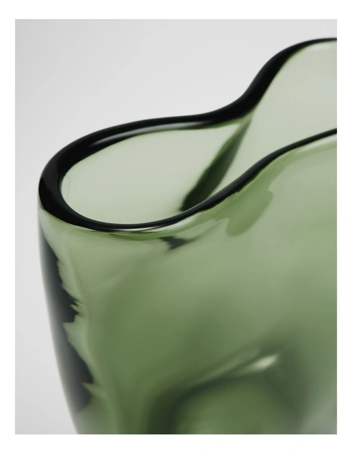 Lina Small Glass Vase in Dark Olive image 2