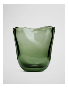 Lina Medium Glass Vase in Dark Olive