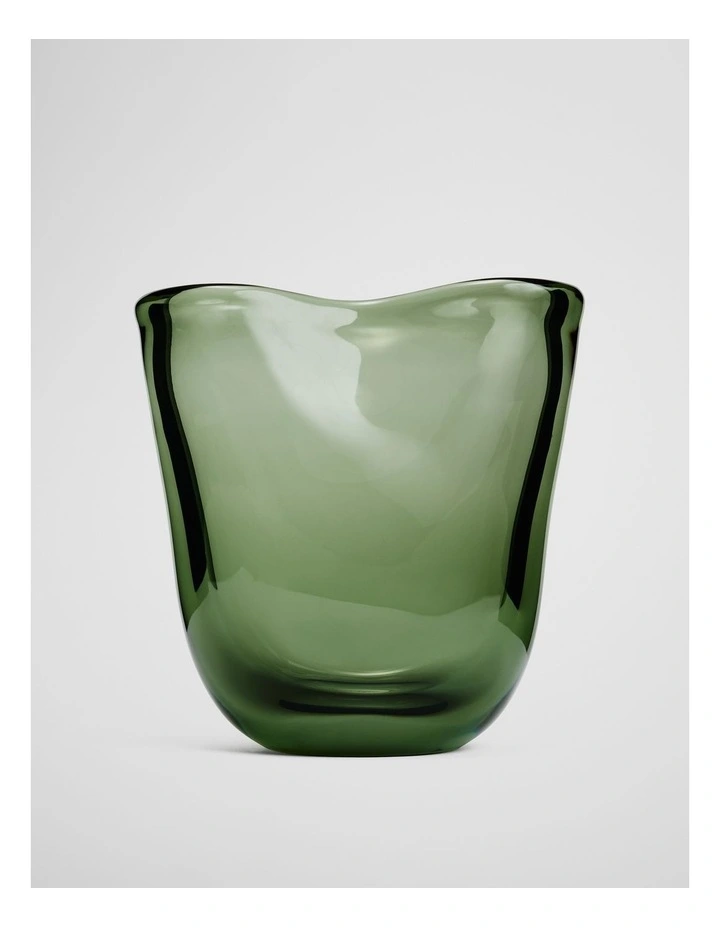 Lina Medium Glass Vase in Dark Olive image 1