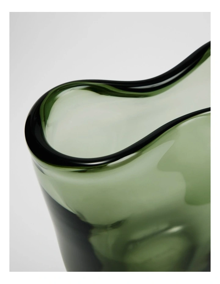 Lina Medium Glass Vase in Dark Olive image 2