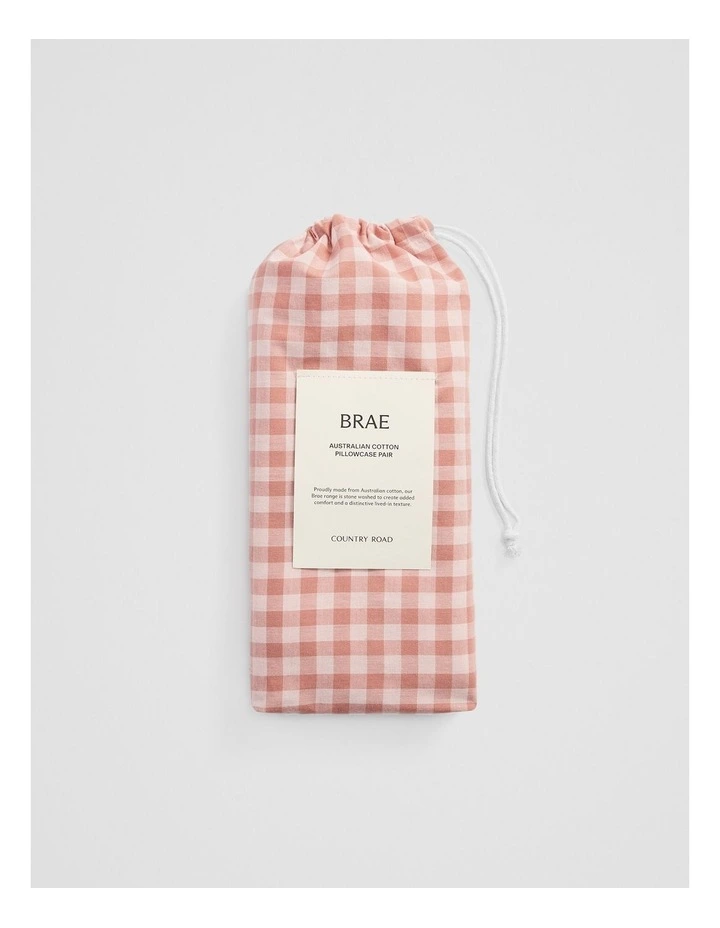 Brae Australian Cotton Pillowcase Pair in Auburn Check image 4
