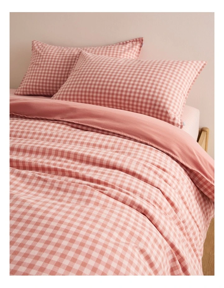 Brae Australian Cotton King Quilt Cover in Auburn Check image 2