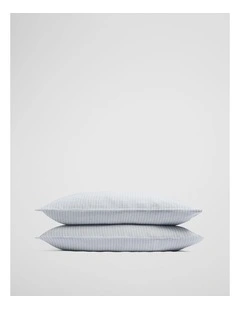 Skye Linen Standard Pillowcase Pair in Ciel Blue Pinstripe