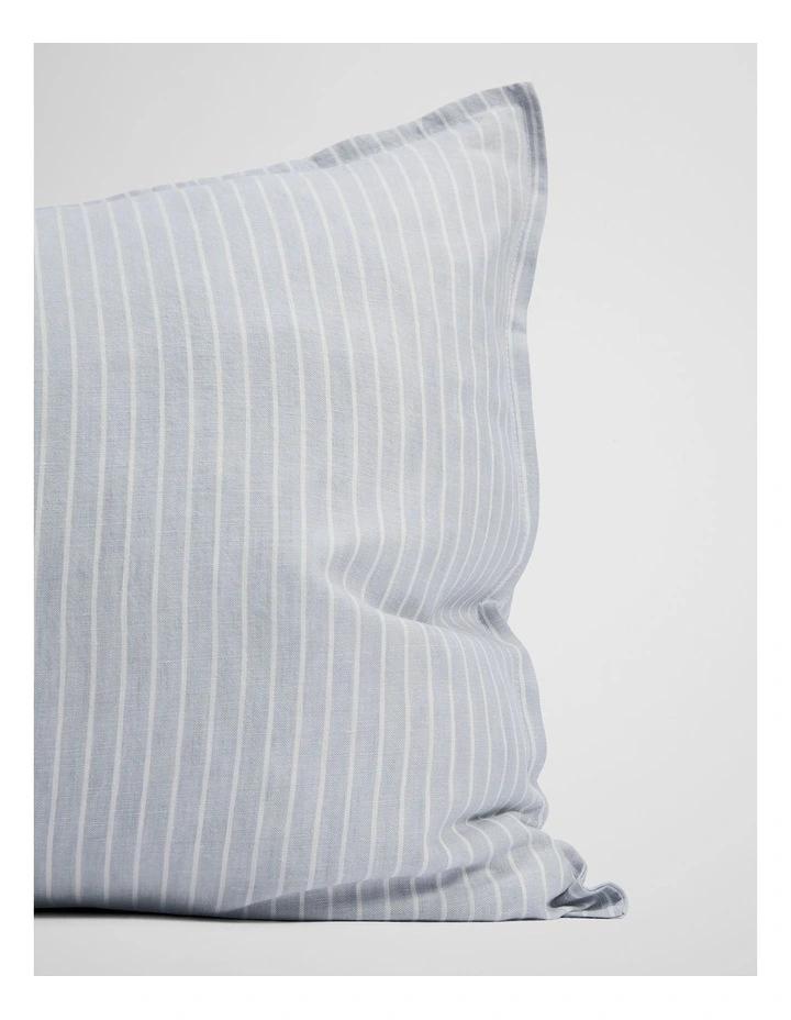 Skye Linen Standard Pillowcase Pair in Ciel Blue Pinstripe image 3